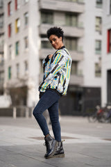 African Bomber Jacket In Blue Kente - The Continent Clothing