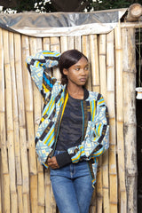 African Bomber Jacket In Blue Kente - The Continent Clothing