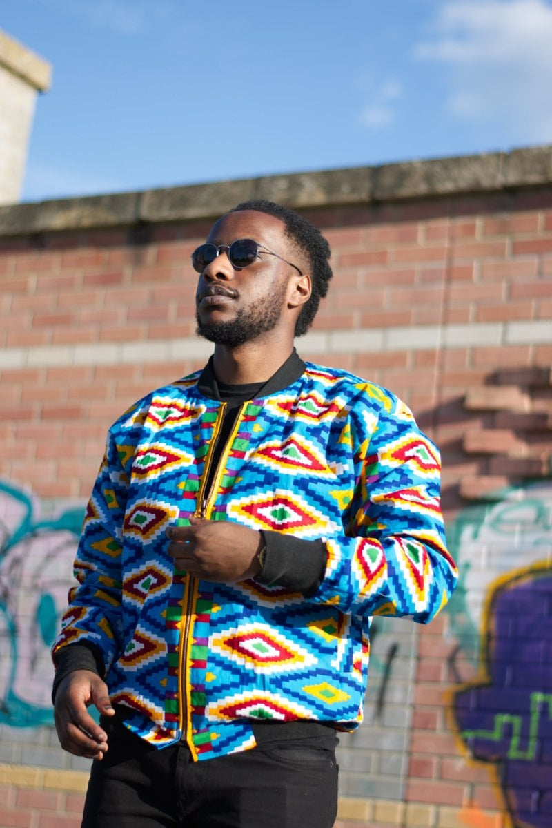 African Bomber jacket in Patchwork - Festival Clothing - Tribal