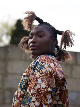 African Bomber Jacket in Brown Gold Ankara- Festival Clothing