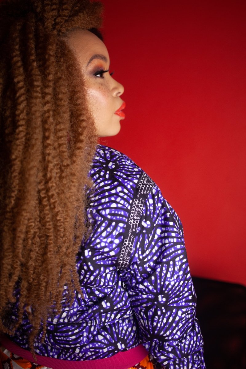 African Bomber Jacket In Chilled Purple - Continent Clothing 