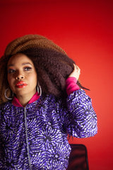 African Bomber Jacket In Chilled Purple - Continent Clothing 