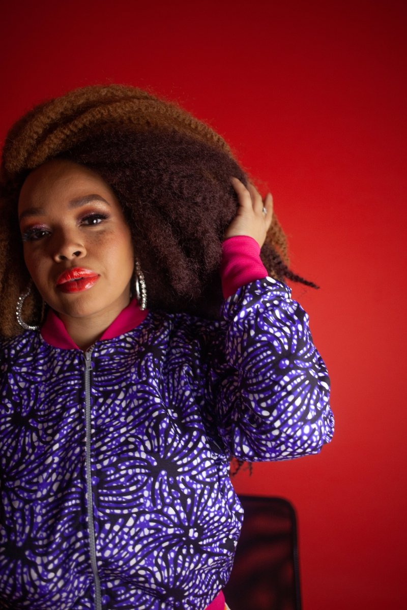 African Bomber Jacket In Chilled Purple - Continent Clothing 