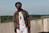 African Bomber Jacket In Colour Crazy Print - The Continent Clothing