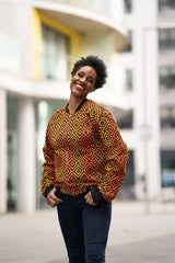 African Bomber Jacket In Electric Orange - The Continent Clothing