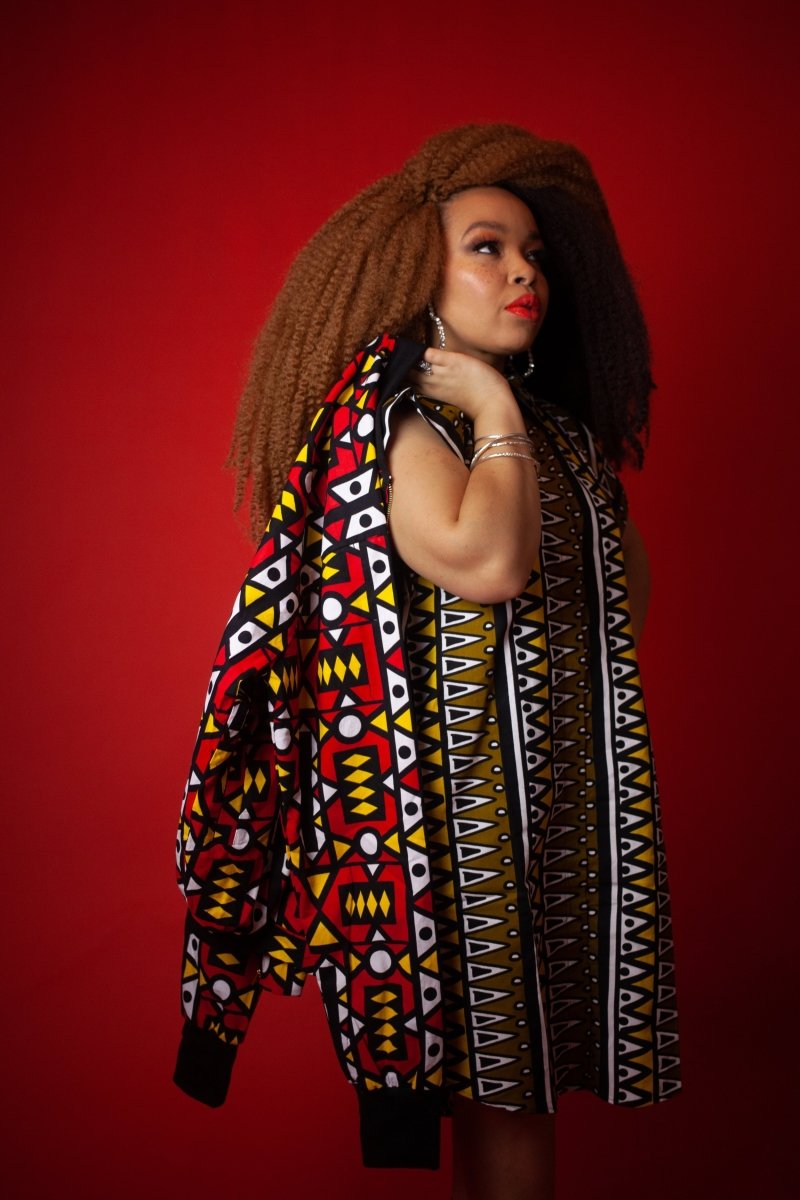 African Bomber Jacket In Electric Red - Continent Clothing 