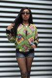 African Bomber Jacket in Gold African Print - Continent Clothing 