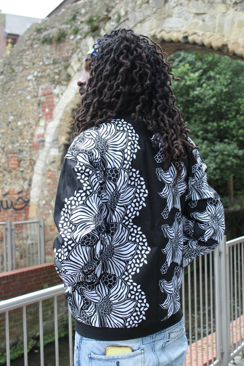 African Bomber Jacket In Jet Black - Continent Clothing 