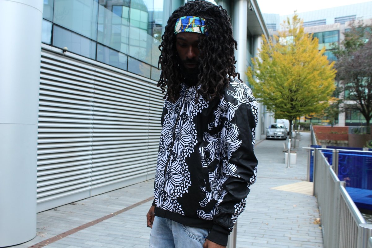 African Bomber Jacket In Jet Black - Continent Clothing 