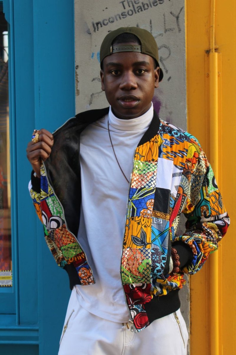 African Bomber jacket in Patchwork - Festival Clothing - Continent Clothing 