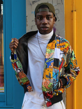 Chaqueta de bombardero africana en patchwork - Ropa de fiesta