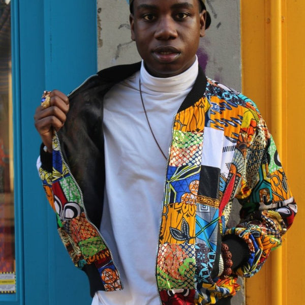 African Bomber jacket in Patchwork - Festival Clothing - Tribal
