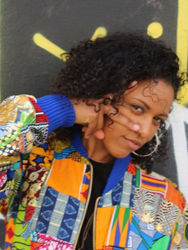 Chaqueta de bombardero africana en patchwork- Ropa de fiesta