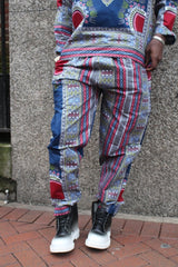 African Clothing - Blue Dashiki Trousers in African Wax Print - Continent Clothing 