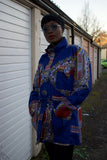 African Coat in Blue Dashiki - African Winter Coat - Continent Clothing 