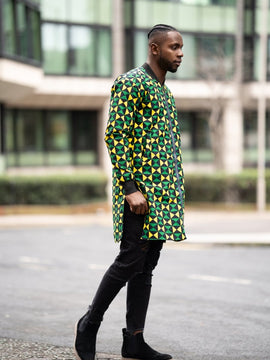 Abrigo africano en verde Ankara impresión- Festival Ropa