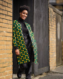African Coat in Green Ankara Print - Festival Clothing - Continent Clothing 