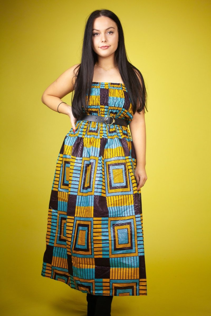 African Dress in Amazing Blue Kente - The Continent Clothing