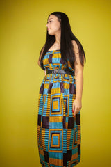 African Dress in Amazing Blue Kente - The Continent Clothing