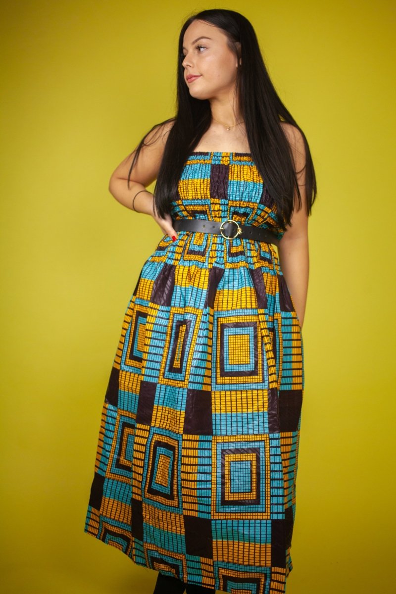 African Dress in Amazing Blue Kente - The Continent Clothing