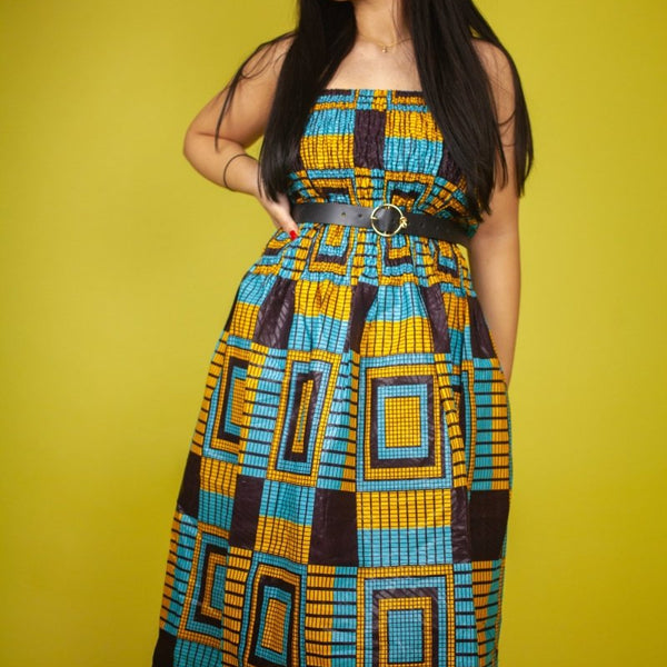 African Shirt in Blue Kente / Ashanti Clothing / Continent