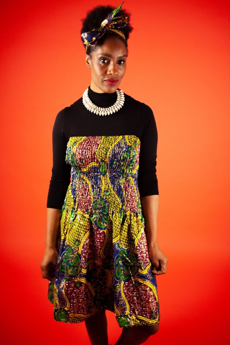 African Dress in Beautiful Gold Print - Continent Clothing 