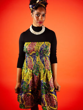 African Dress in Beautiful Gold Print