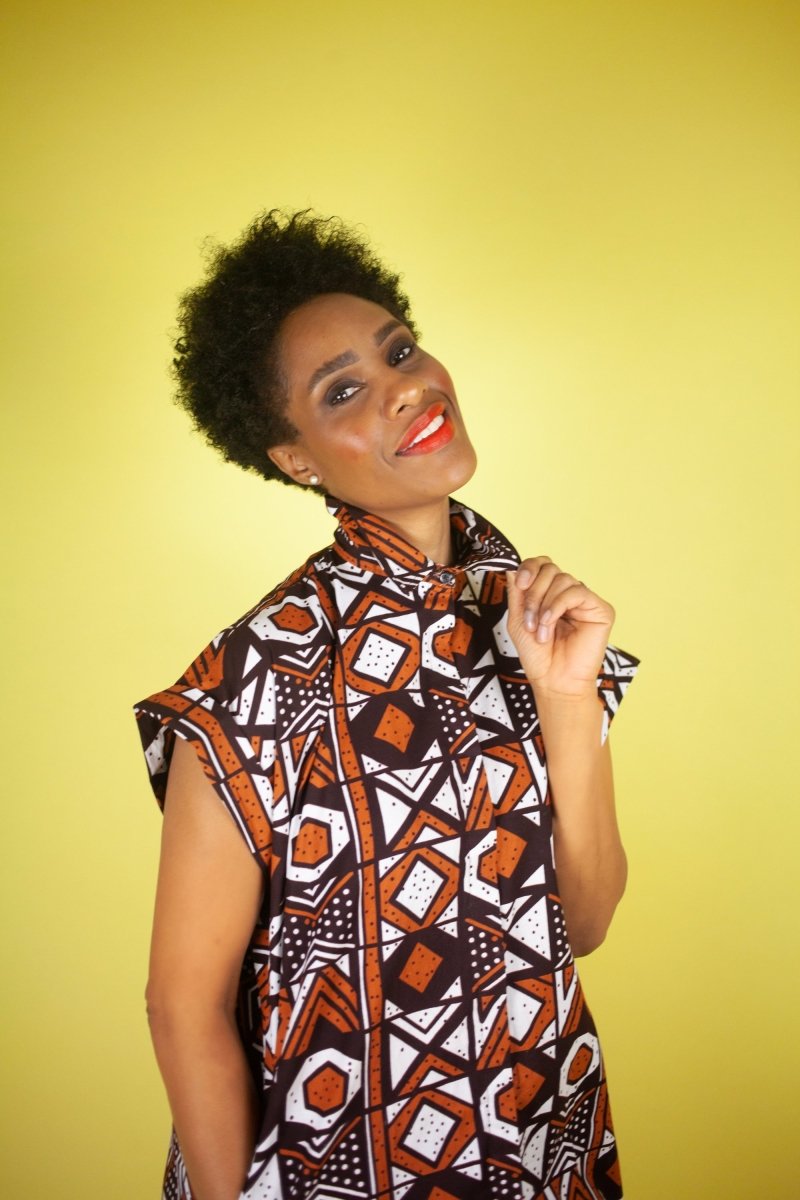 African Dress In Earthy Mud Cloth - The Continent Clothing