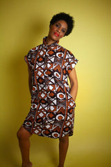 African Dress In Earthy Mud Cloth - The Continent Clothing