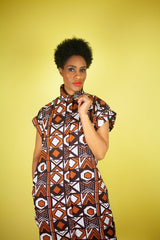 African Dress In Earthy Mud Cloth - The Continent Clothing