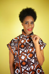 African Dress In Earthy Mud Cloth - The Continent Clothing