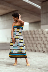 African Dress in Electric Blue Kente - The Continent Clothing