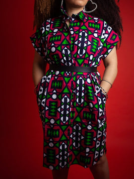 African Dress In Electric Pink