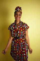 African Dress In Electric Red Samakaka - The Continent Clothing