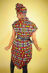 African Dress In Electric Red Samakaka - The Continent Clothing