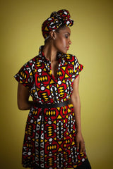 African Dress In Electric Red Samakaka - The Continent Clothing