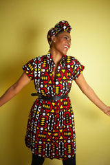 African Dress In Electric Red Samakaka - The Continent Clothing
