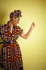 African Dress In Electric Red Samakaka - The Continent Clothing