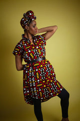 African Dress In Electric Red Samakaka - The Continent Clothing