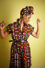 African Dress In Electric Red Samakaka - The Continent Clothing