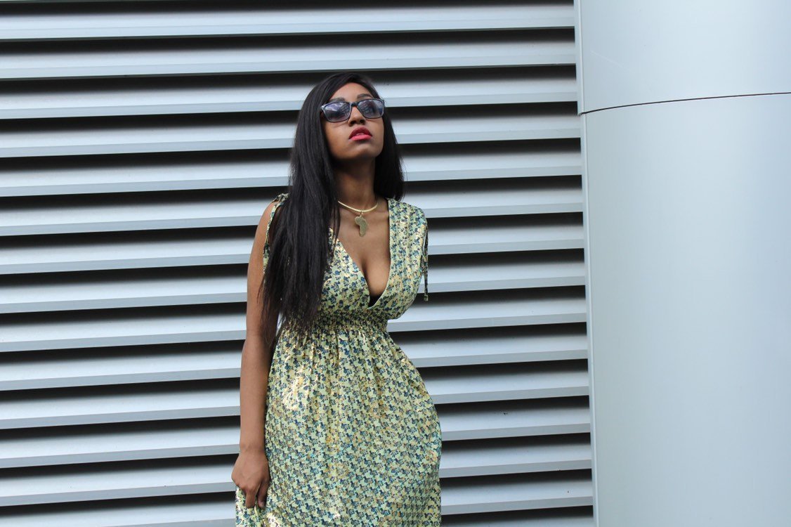 African Dress in Gold Ankara Print - Festival Dress - Continent Clothing 