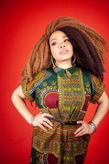 African Dress In Green Dashiki - Continent Clothing 