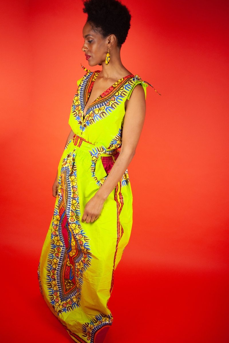 African Dress In Green Dashiki - Continent Clothing 