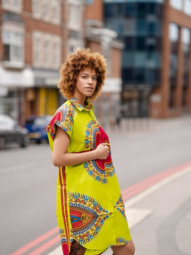 Afrikanische Kleid In Lime Grün Dashiki