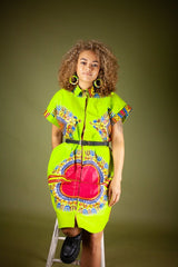 African Dress In Lime Green Dashiki - Continent Clothing 