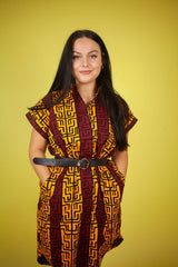 African Dress In Read & Yellow - The Continent Clothing
