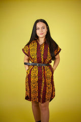 African Dress In Read & Yellow - The Continent Clothing