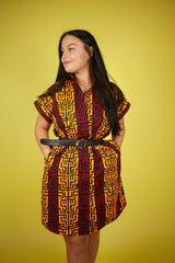 African Dress In Read & Yellow - The Continent Clothing