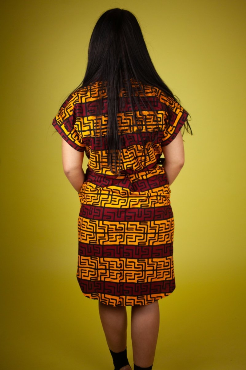 African Dress In Read & Yellow - The Continent Clothing