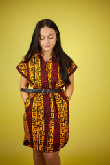 African Dress In Read & Yellow - The Continent Clothing